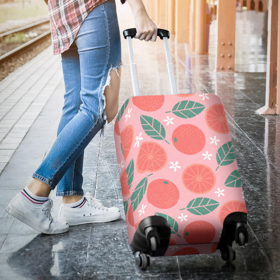 Grapefruit Leaves Flower Pink Background Luggage Covers
