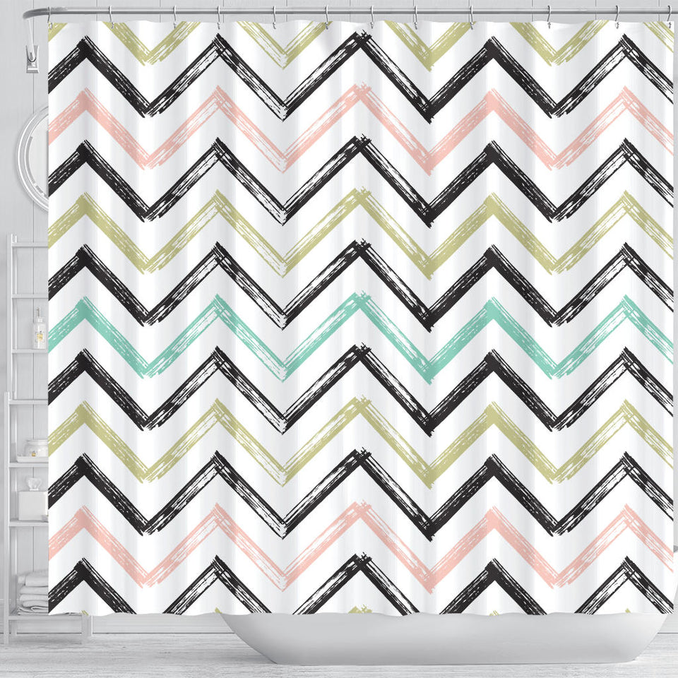Zigzag  Chevron Paint Pattern Shower Curtain Fulfilled In US
