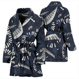 Piano Pattern Print Design 02 Women's Bathrobe