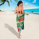 Heliconia Palm And Monstera  Leaves Pattern Sarong