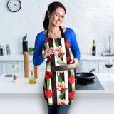 Red And White Tulips Pattern Adjustable Apron