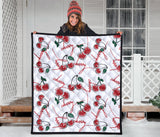 Hand Drawn Cherry Pattern Premium Quilt