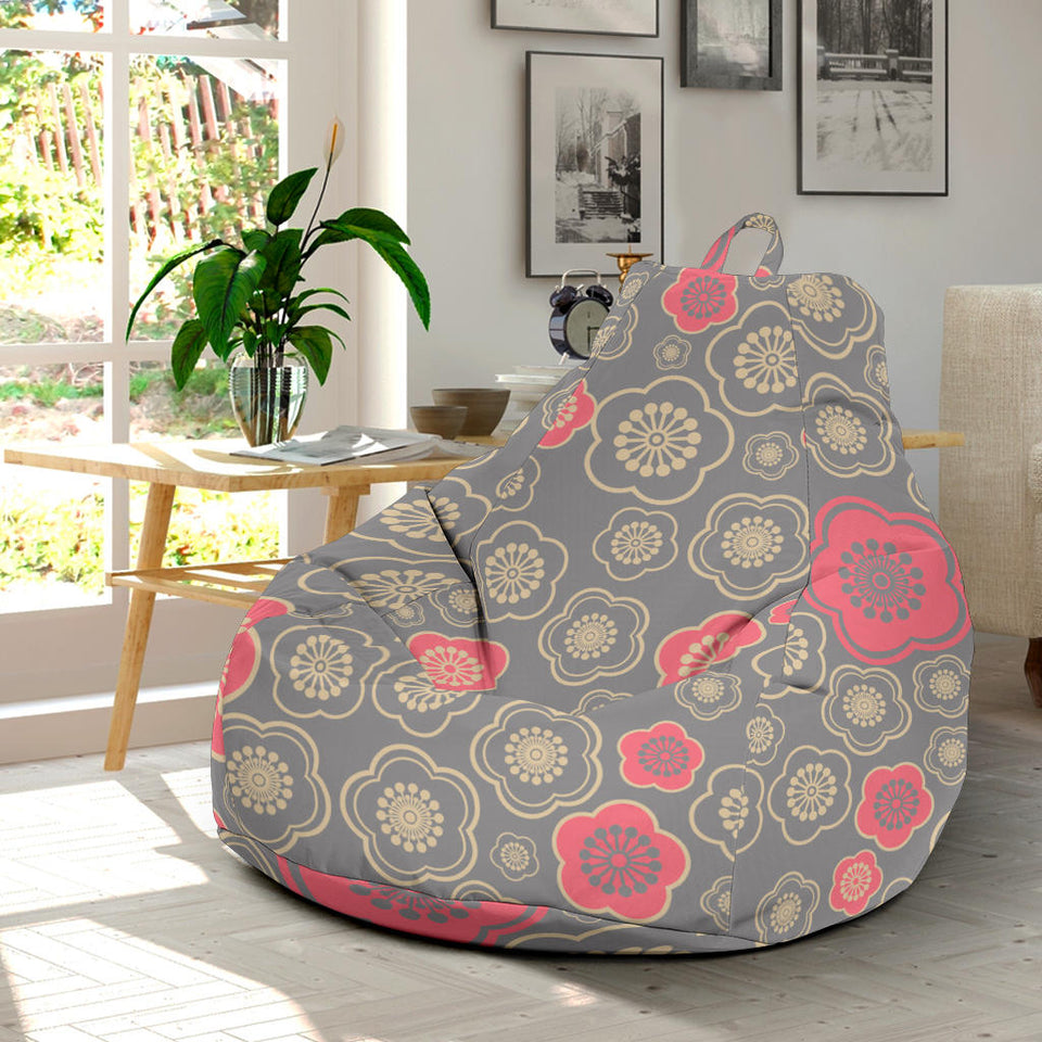 Red Gold Sakura Cherry Blossom Gray Background Bean Bag Cover