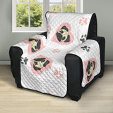 Cute pugs pink heart paw pattern Recliner Cover Protector