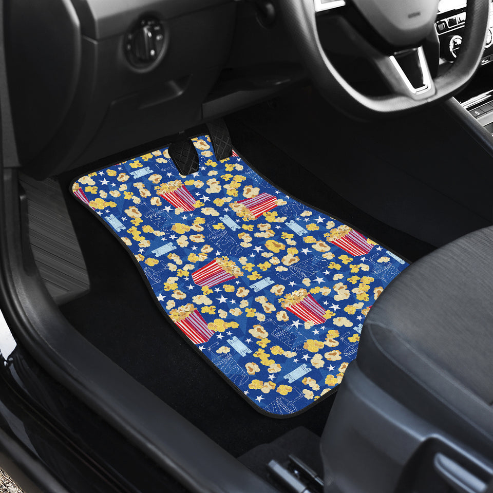 Popcorn Pattern Print Design 01 Front and Back Car Mats