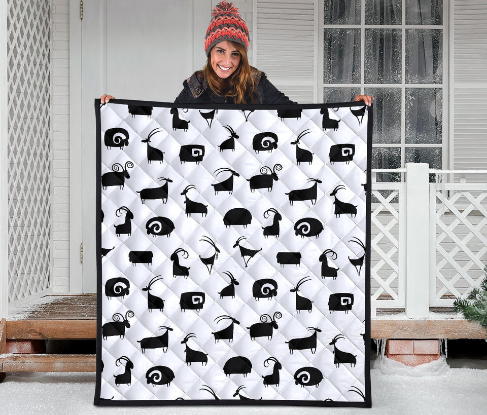 Goat Ram Pattern Premium Quilt
