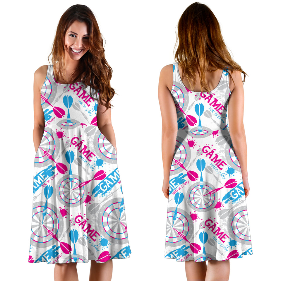 Darts Pattern Print Design 01 Sleeveless Midi Dress