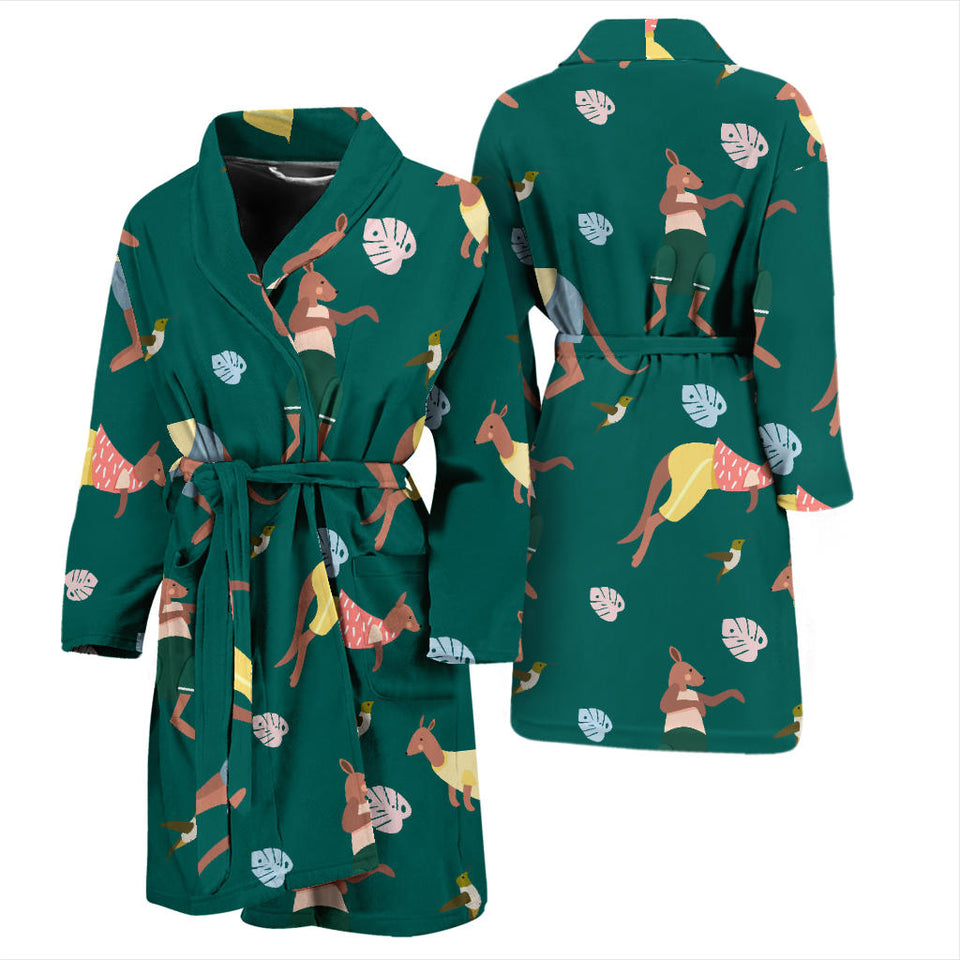 Kangaroo Leaves Pattern Men'S Bathrobe