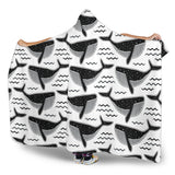 Black Whale Pattern Hooded Blanket