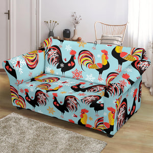 Rooster Chicken Cock Snowfalke Loveseat Couch Slipcover