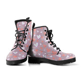 Coral White Heart Pattern Leather Boots