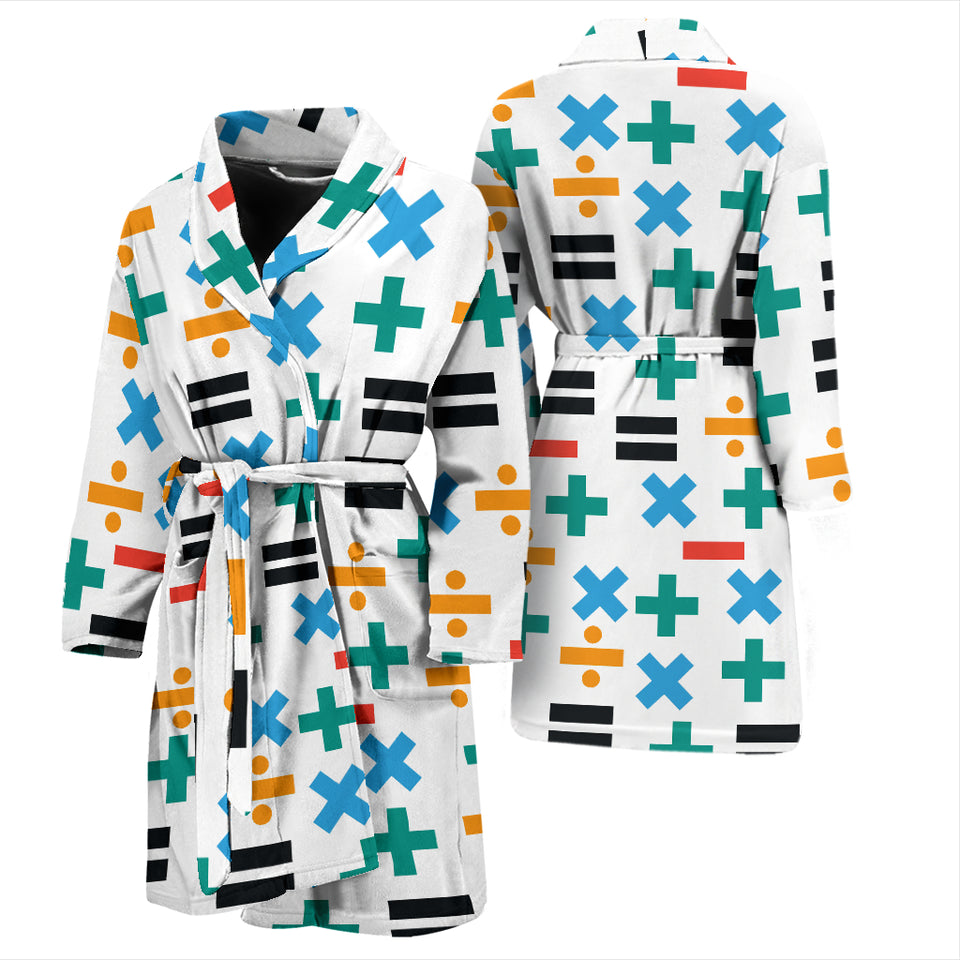 Math Pattern Print Design 05 Men's Bathrobe
