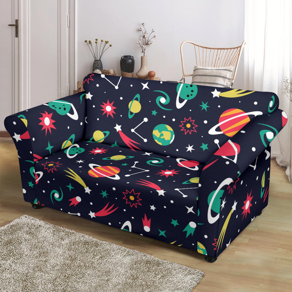 Colorful Space Pattern Planet Star Loveseat Couch Slipcover