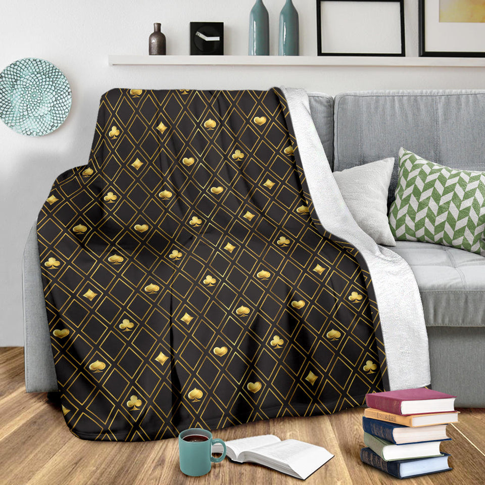 Casino Cards Suits Pattern Print Design 01 Premium Blanket