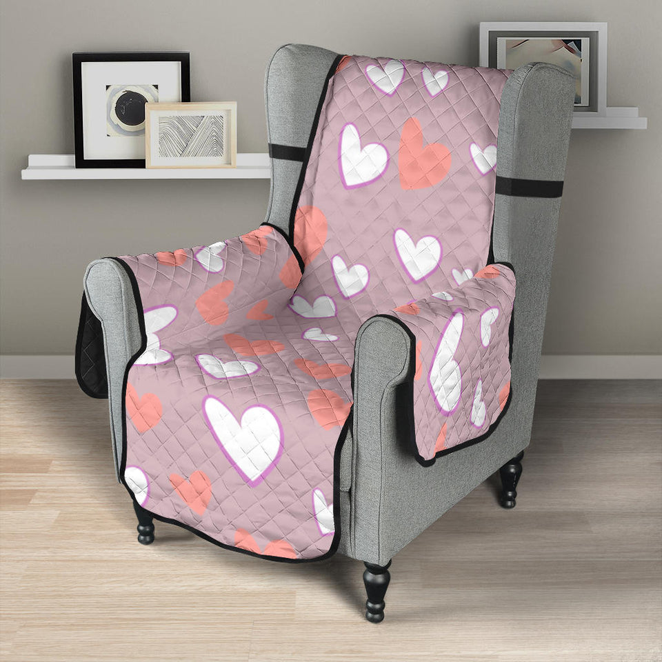 coral white heart pattern Chair Cover Protector