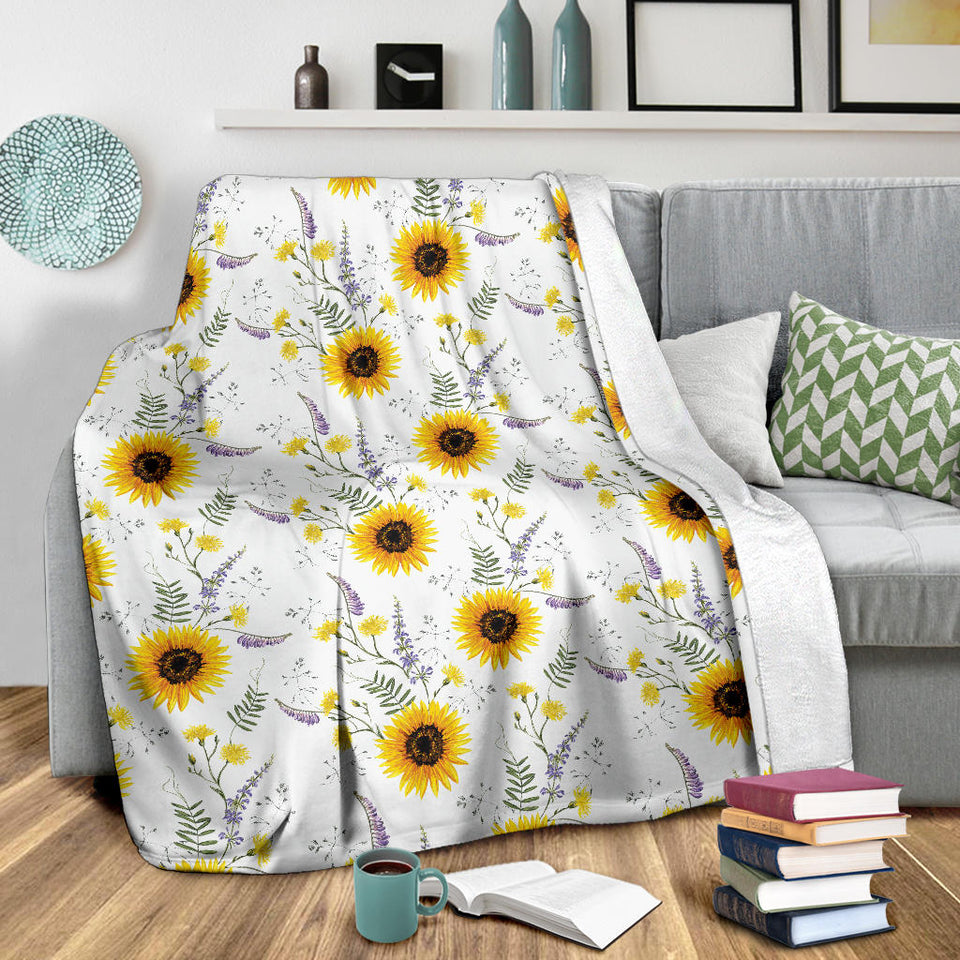 Beautiful Sunflowers Pattern Premium Blanket