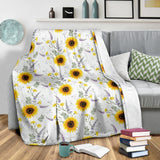 Beautiful Sunflowers Pattern Premium Blanket