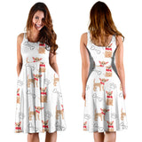Chihuahua Bone Paw Pattern Sleeveless Midi Dress