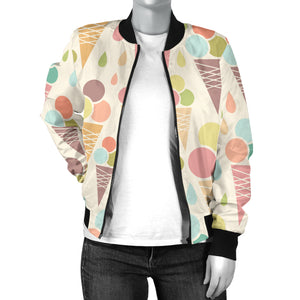 Ice Cream Cone Pattern Women'S Bomber Jacket