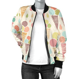 Ice Cream Cone Pattern Women'S Bomber Jacket