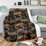 Chameleon Lizard Tropical Leaves Palm Tree Premium Blanket
