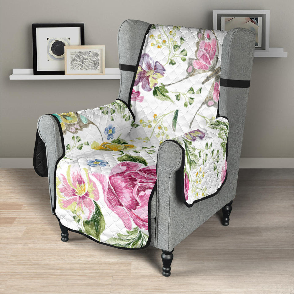 Hand drawn butterfly rose Chair Cover Protector
