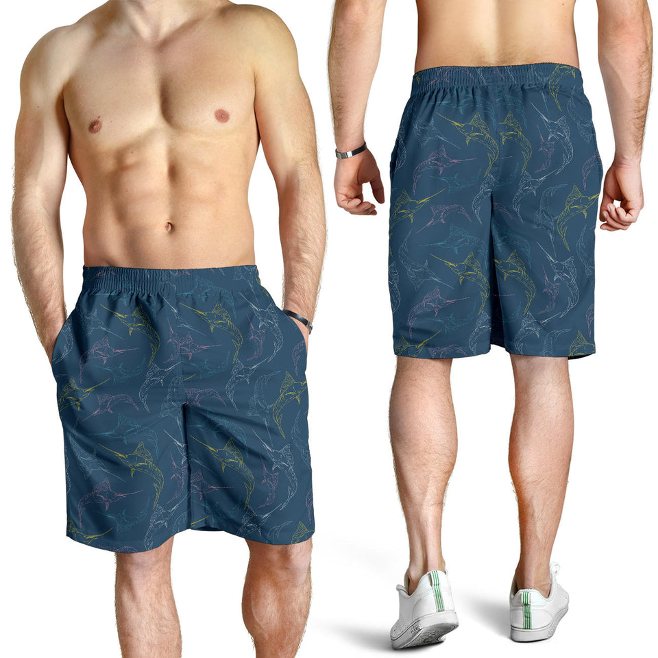 Swordfish Pattern Print Design 02 Men Shorts