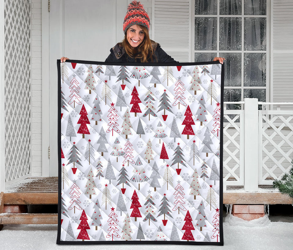 Cute Christmas Tree Pattern Premium Quilt