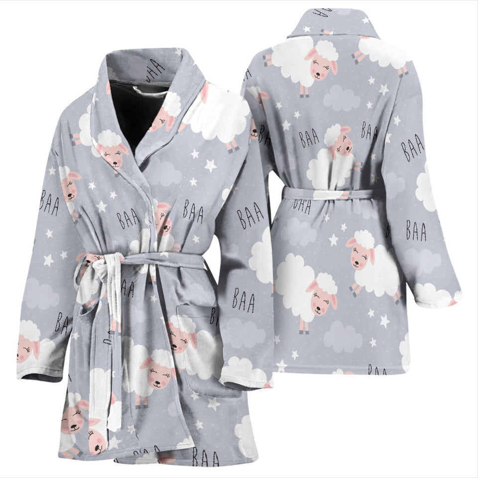 Sweet Dreams Sheep Pattern Women'S Bathrobe