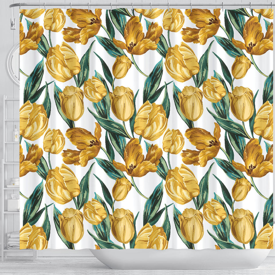 Yellow Tulips Pattern Shower Curtain Fulfilled In US