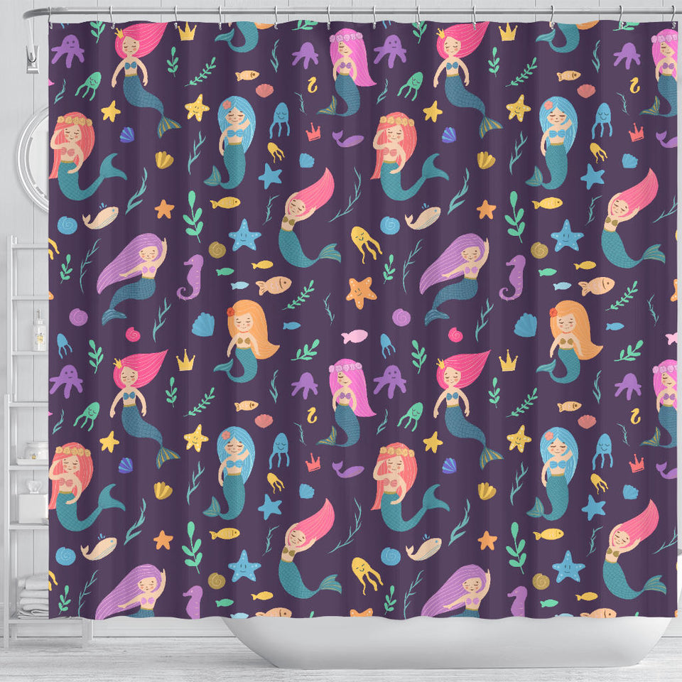 Beautiful Mermaid Fish Jellyfish Algae Other Marine World Shower Curtain Fulfilled In US