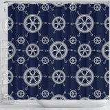 Nautical Steering Wheel Design Pattern Shower Curtain Fulfilled In US