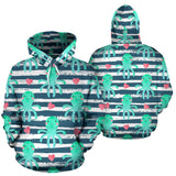 Cute Octopuses Heart Striped Background Men Women Pullover Hoodie