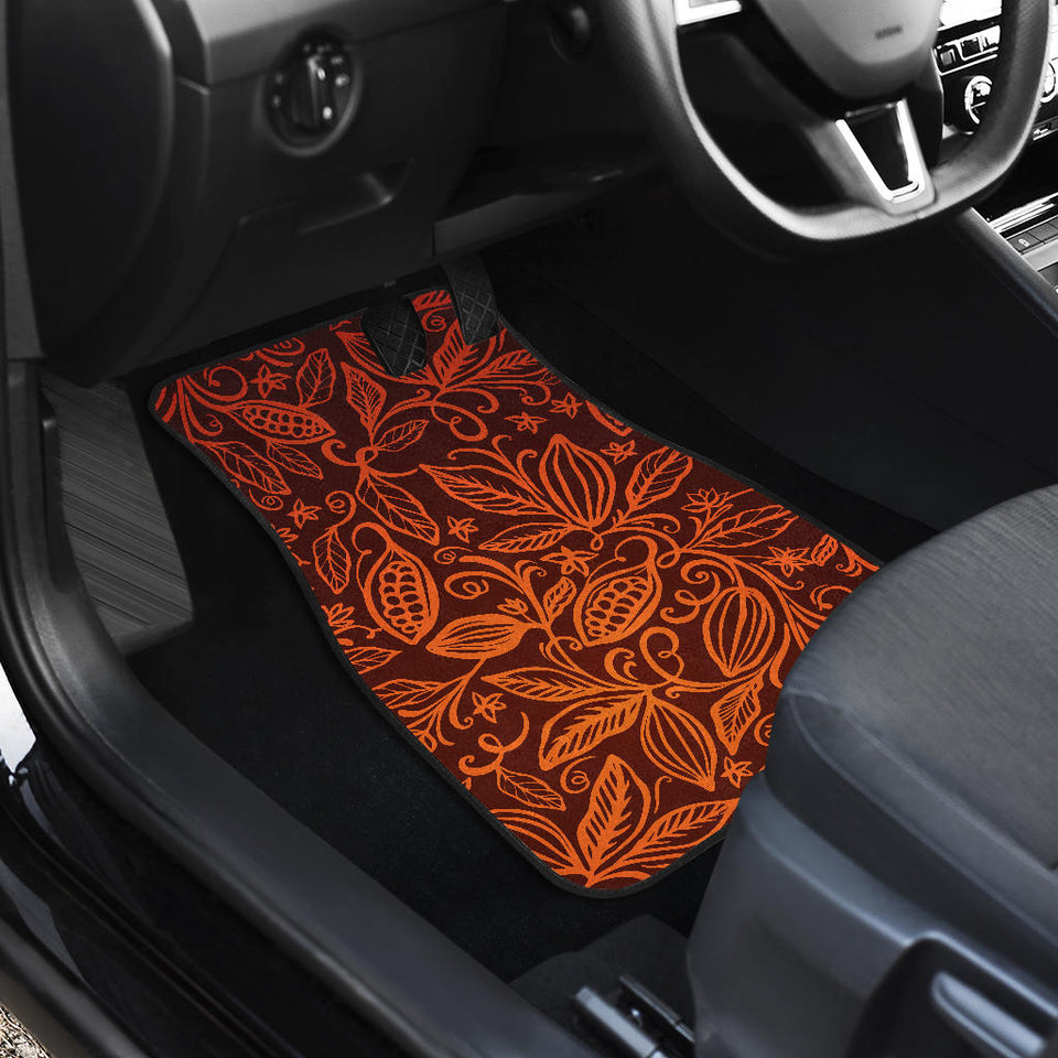 Cocoa Beans Tribal Polynesian Pattern Front And Back Car Mats