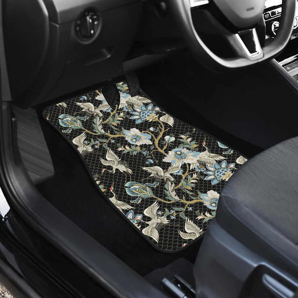 Japanese Crane Ornament Elements Front Car Mats