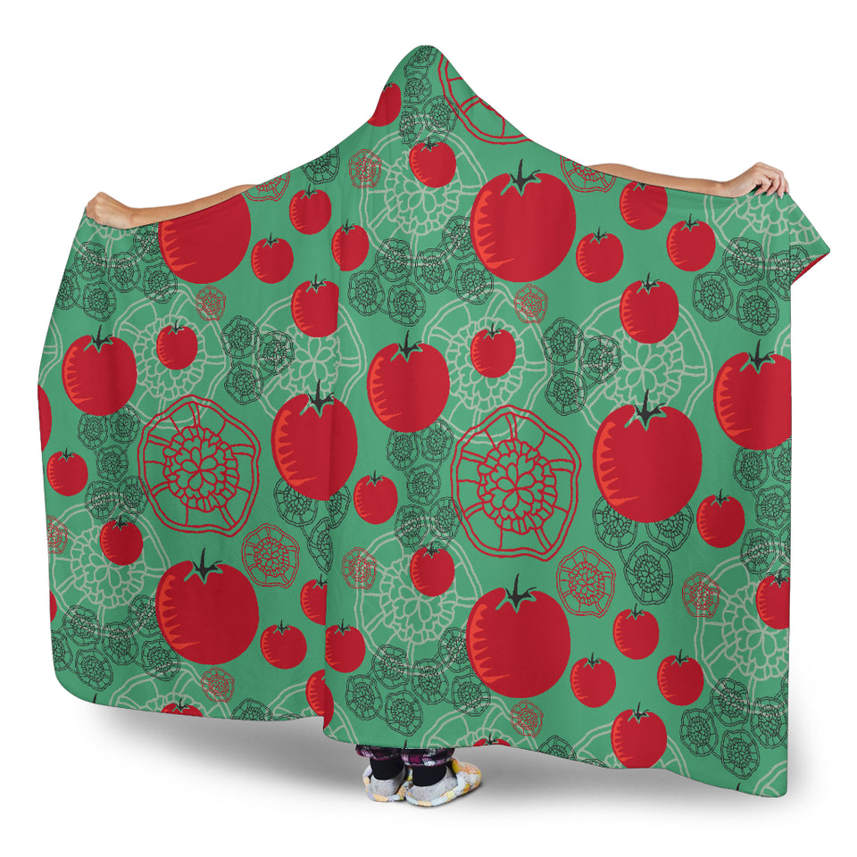 Tomato Design Pattern Hooded Blanket