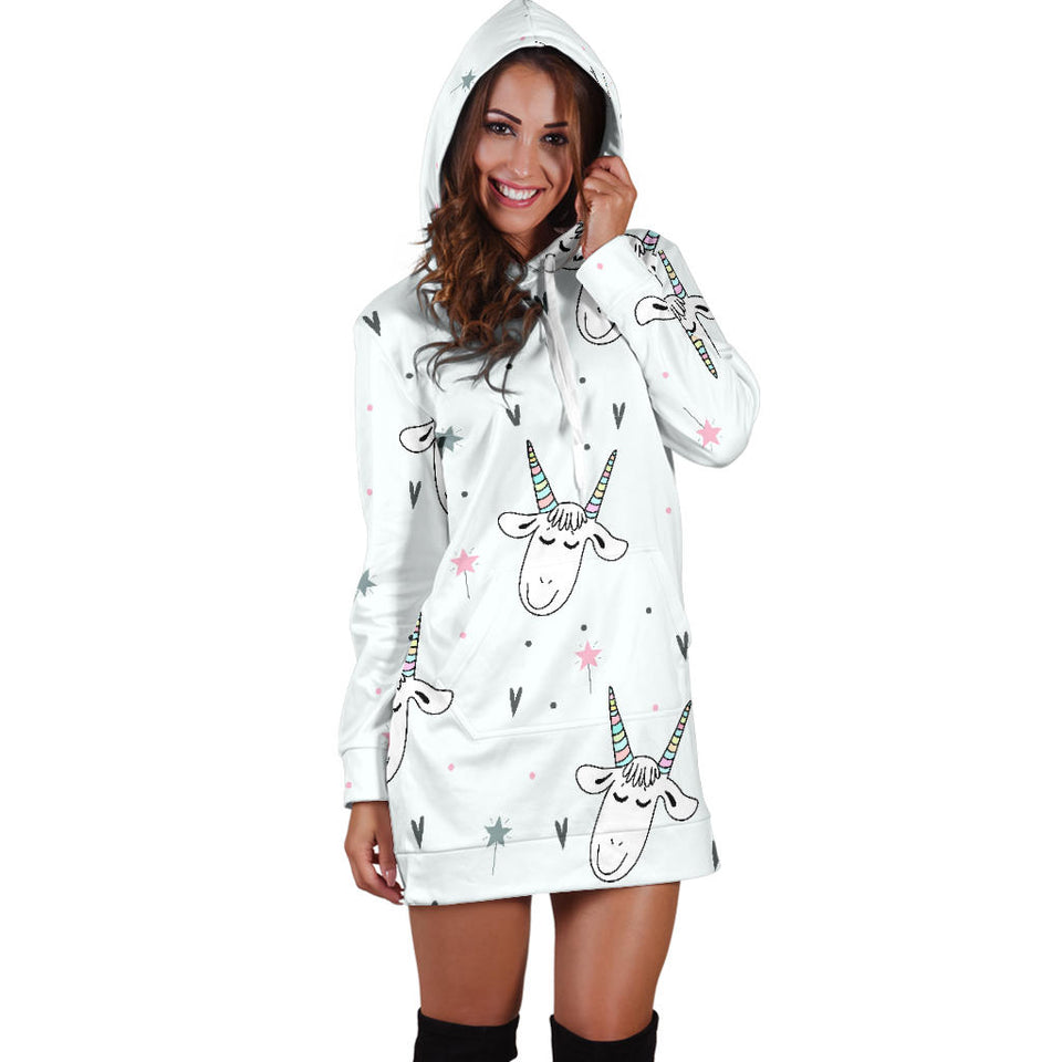 Cute Goat Design Pattern Women'S Hoodie Dress