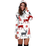 Deer Tree Snowflakes Chrismas Pattern Women'S Hoodie Dress
