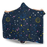 Space Pattern With Planets, Comets, Constellations And Stars Hooded Blanket