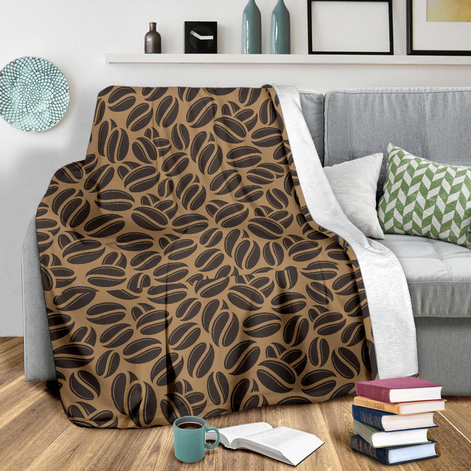 Coffee Bean On Brown Background Premium Blanket