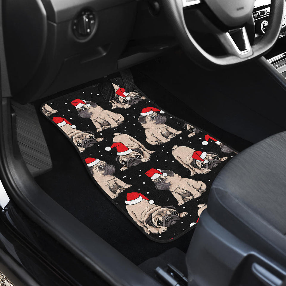 Christmas Pugs Santa_S Red Cap Pattern Front And Back Car Mats