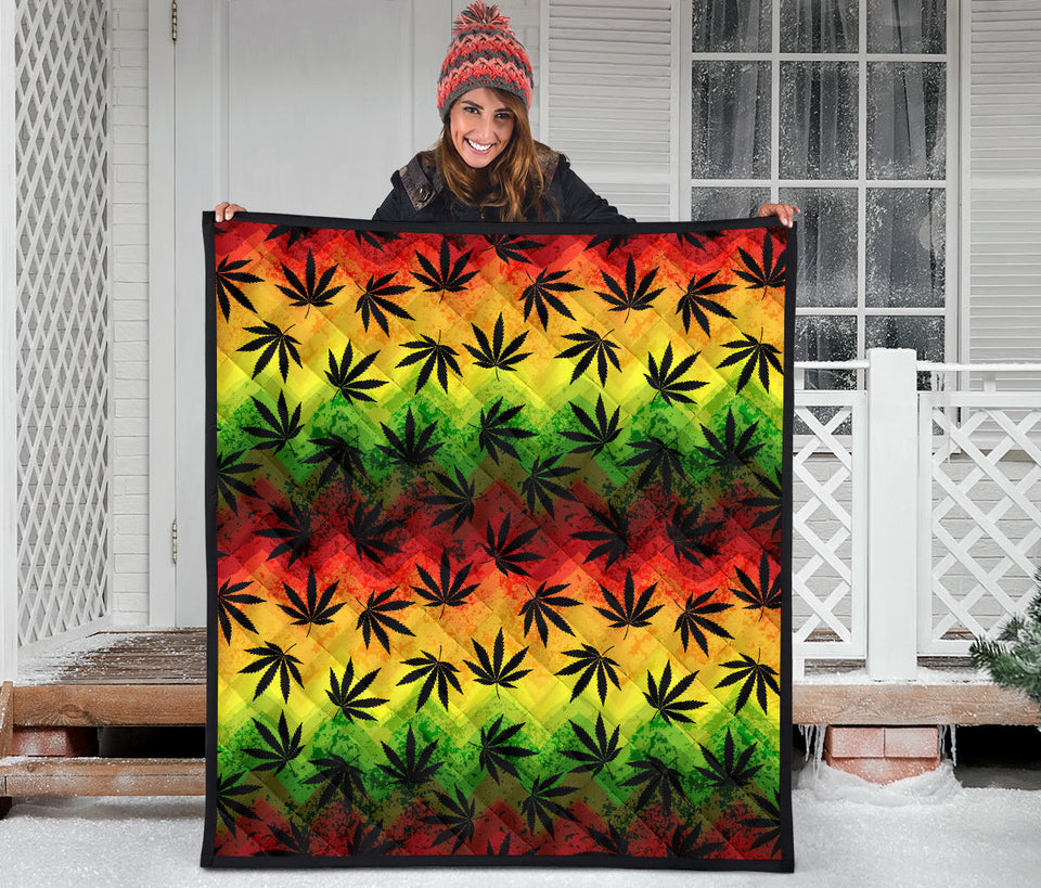 Canabis Marijuana Weed Pattern Print Design 03 Premium Quilt