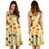 Sun Glasses Pattern Print Design 05 Sleeveless Midi Dress