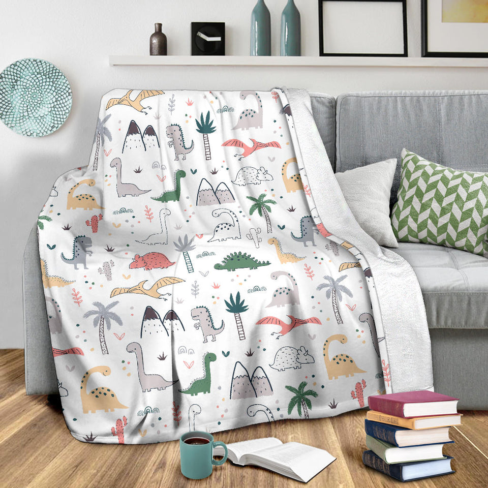 Cute Cartoon Dinosaurs Tree Pattern Premium Blanket
