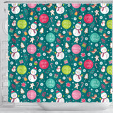 Snowman Bird Decorative Elements Christmas Pattern Shower Curtain Fulfilled In US