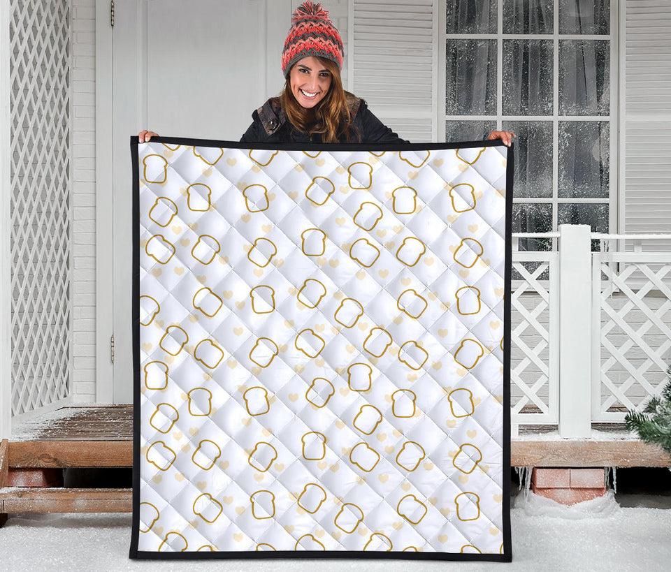 Bread Toast Pattern Print Design 01 Premium Quilt