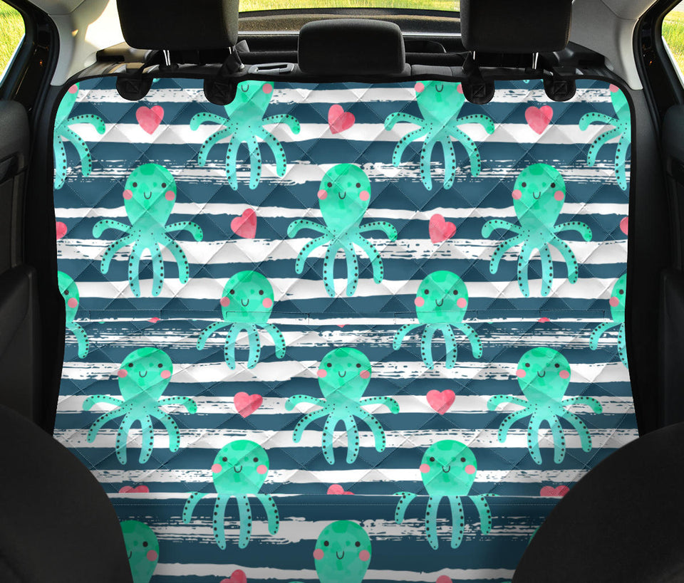 Cute Octopuses Heart Striped Background Dog Car Seat Covers