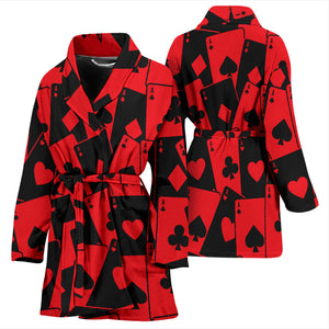 Casino Cards Suits Pattern Print Design 02 Women's Bathrobe