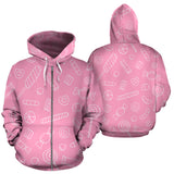 Sweet Candy Pink Background Zip Up Hoodie