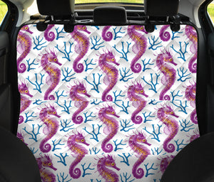 Purple Seahorse Blue Coral Pattern Dog Car Seat Covers